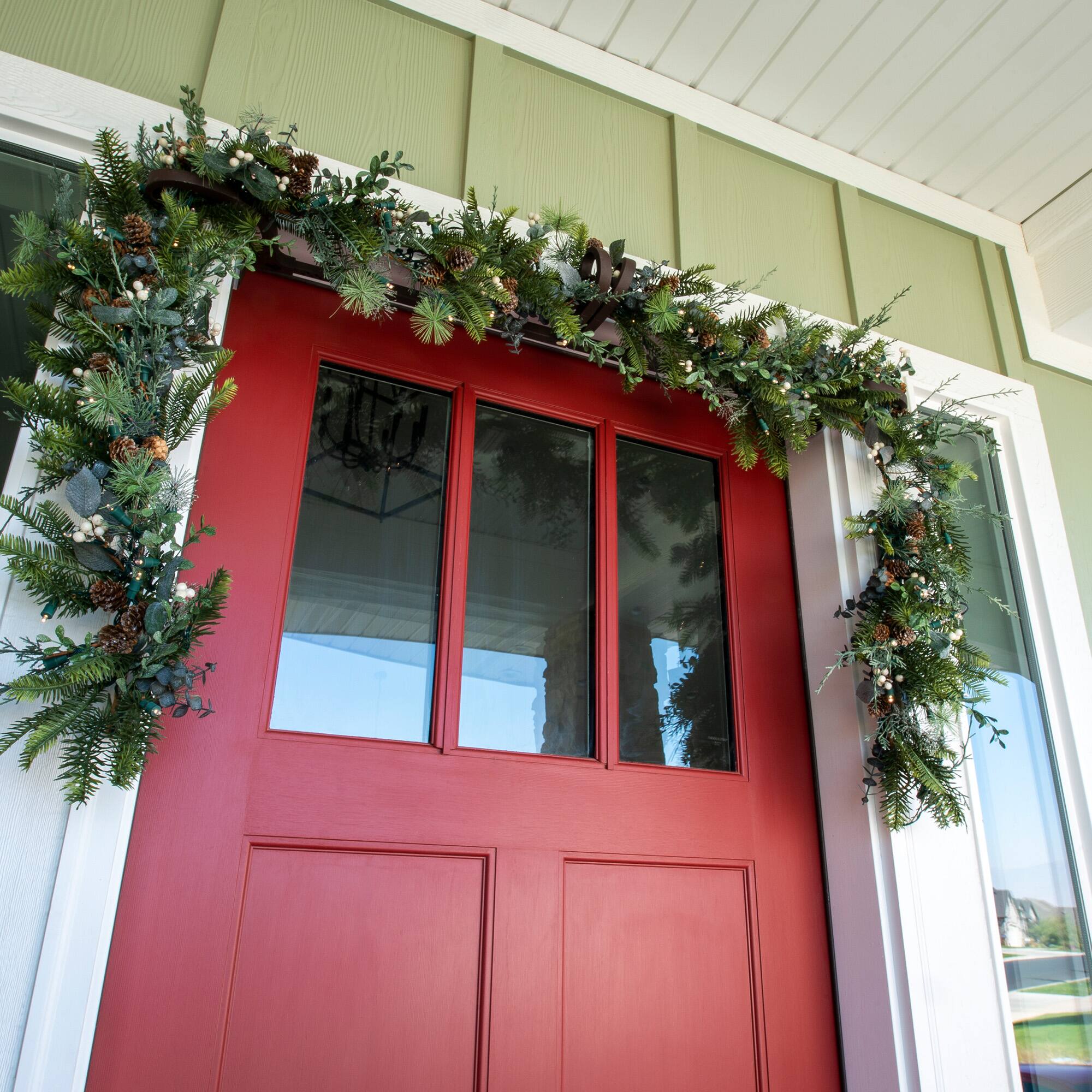 Village Lighting 9ft. Pre-Lit LED Rustic White Berry Christmas Garland